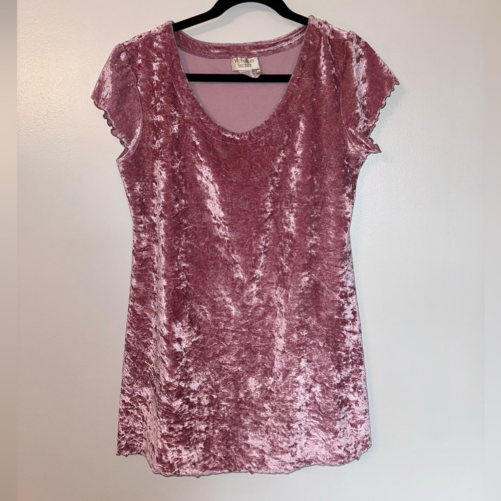 Vintage Victoria Secret Velvet Short Sleeve Mini Dress - Dusty Rose